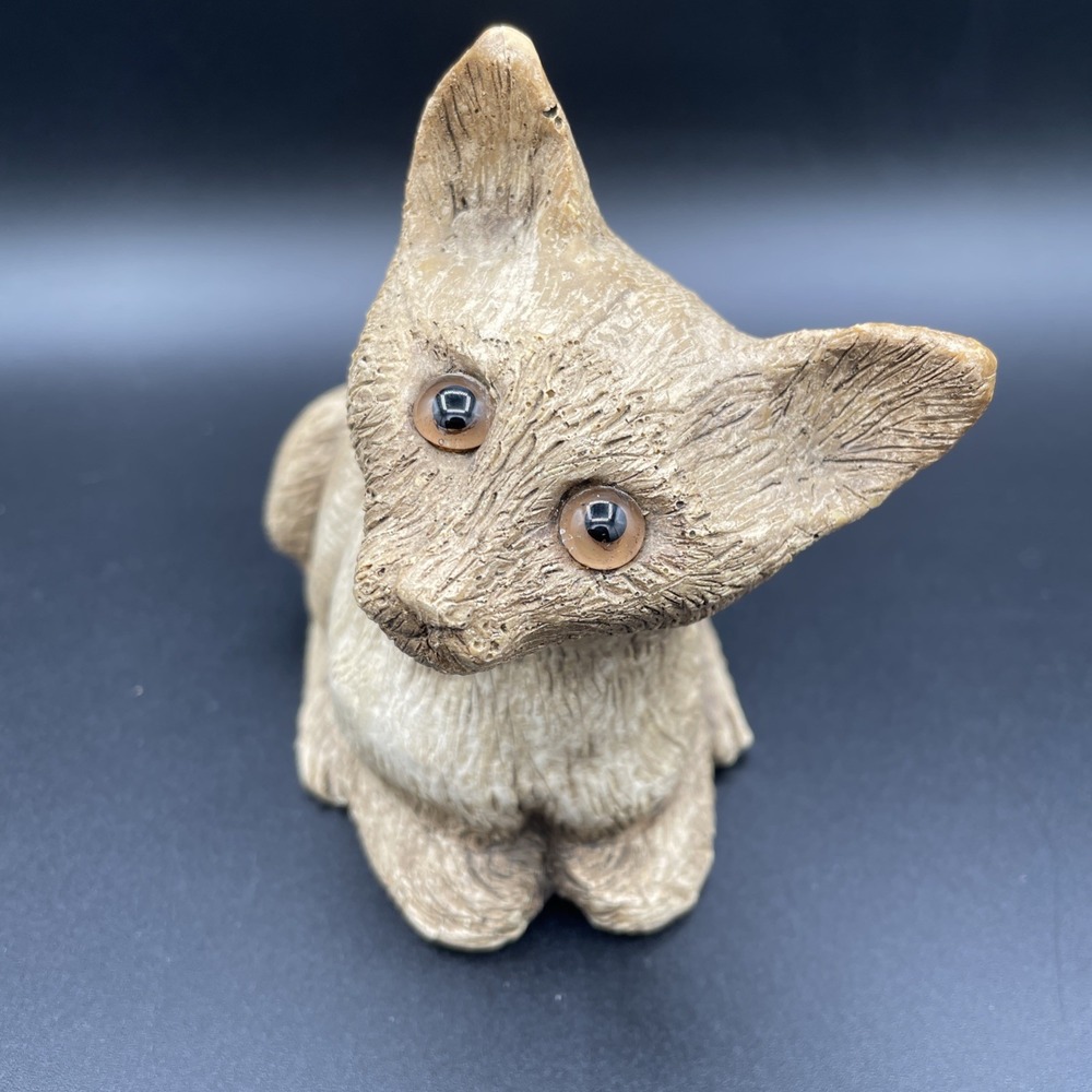 Vintage 1989 Art Craft Designs Of S.C. Ceramic Cat Sculpture Figurine Glass Eyes - Picture 5 of 11